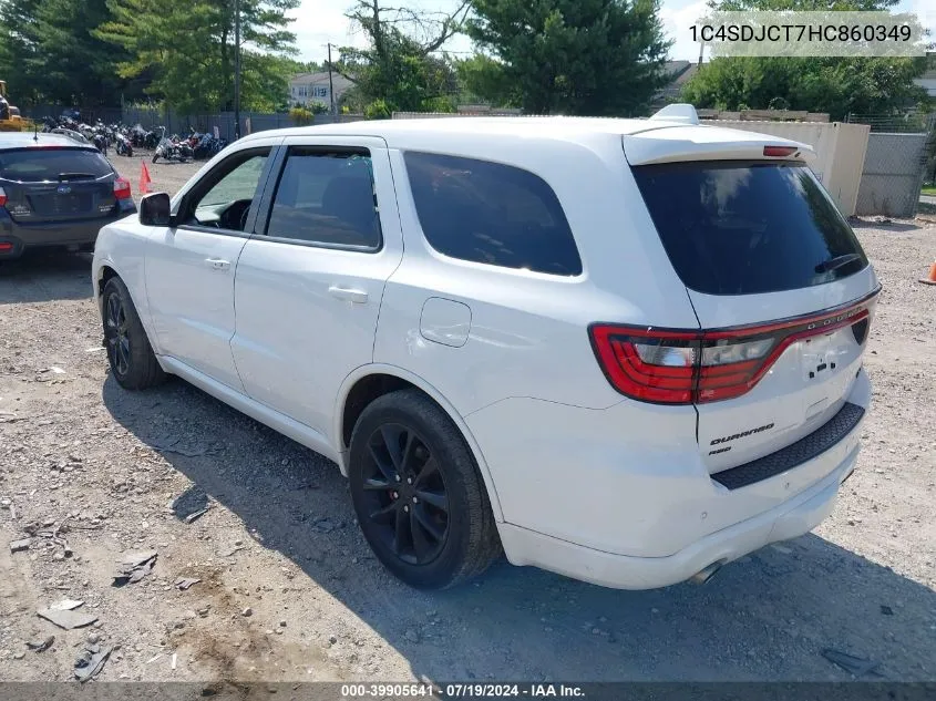 2017 Dodge Durango R/T Awd VIN: 1C4SDJCT7HC860349 Lot: 39905641