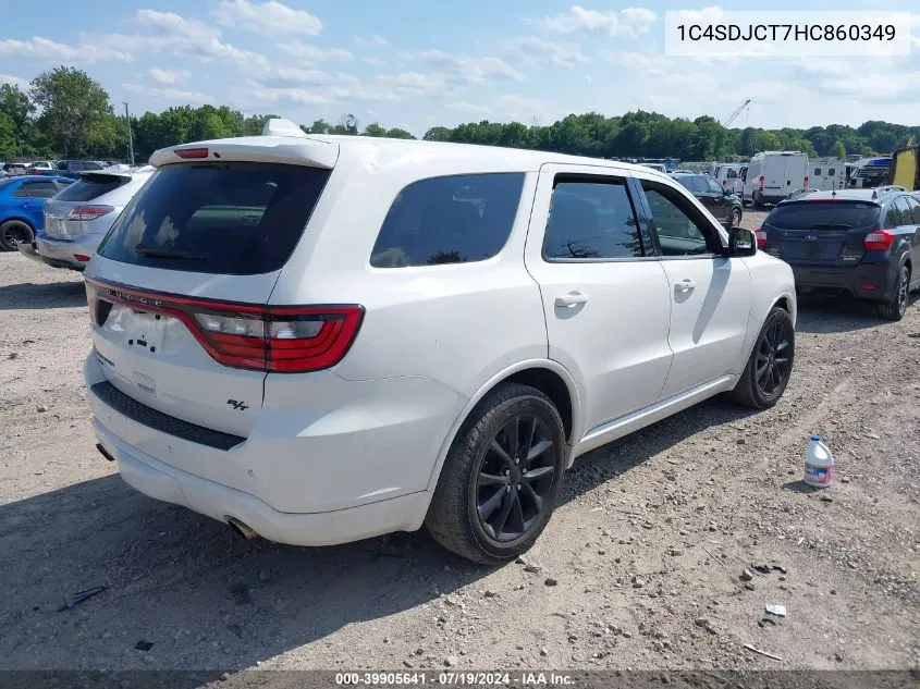 2017 Dodge Durango R/T Awd VIN: 1C4SDJCT7HC860349 Lot: 39905641