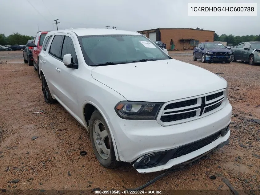 2017 Dodge Durango Gt Rwd VIN: 1C4RDHDG4HC600788 Lot: 39910549