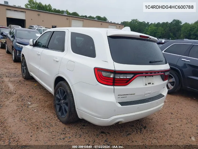 1C4RDHDG4HC600788 2017 Dodge Durango Gt Rwd