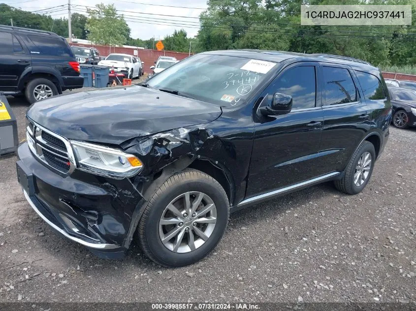 2017 Dodge Durango Sxt Awd VIN: 1C4RDJAG2HC937441 Lot: 39985517