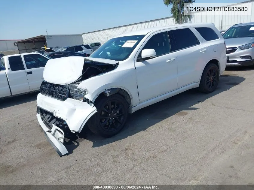 2017 Dodge Durango R/T Rwd VIN: 1C4SDHCT2HC883580 Lot: 40030890