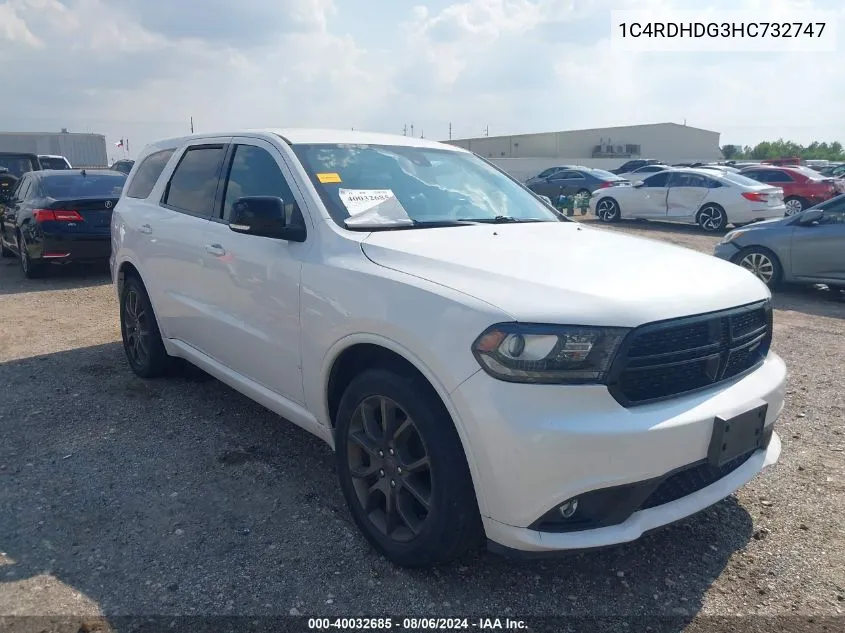 2017 Dodge Durango Gt Rwd VIN: 1C4RDHDG3HC732747 Lot: 40032685