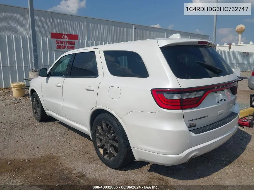 2017 Dodge Durango Gt Rwd VIN: 1C4RDHDG3HC732747 Lot: 40032685