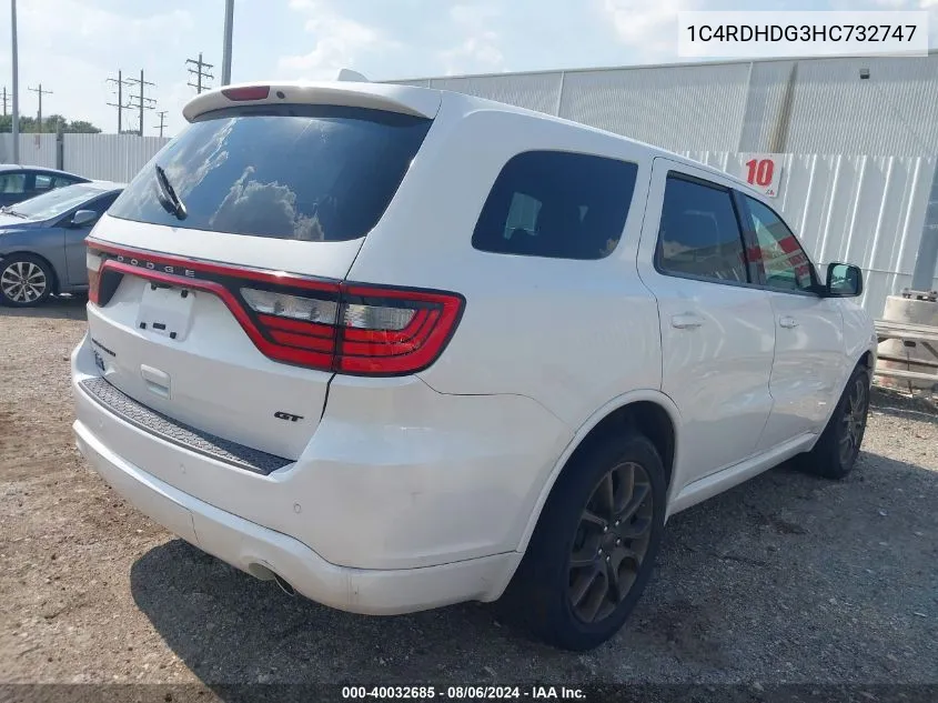 2017 Dodge Durango Gt Rwd VIN: 1C4RDHDG3HC732747 Lot: 40032685