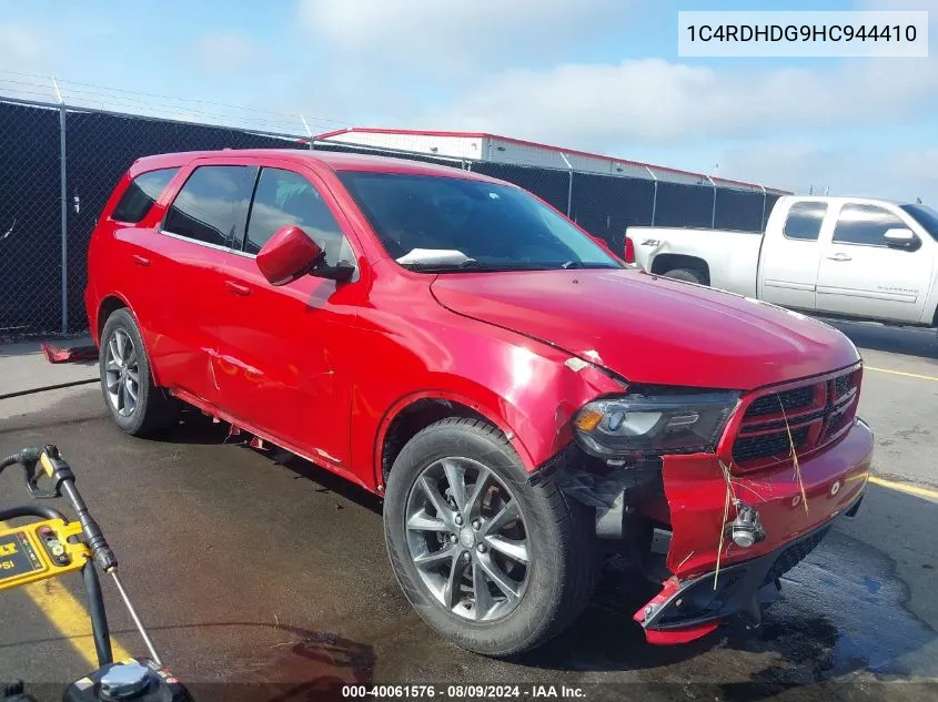 2017 Dodge Durango Gt Rwd VIN: 1C4RDHDG9HC944410 Lot: 40061576