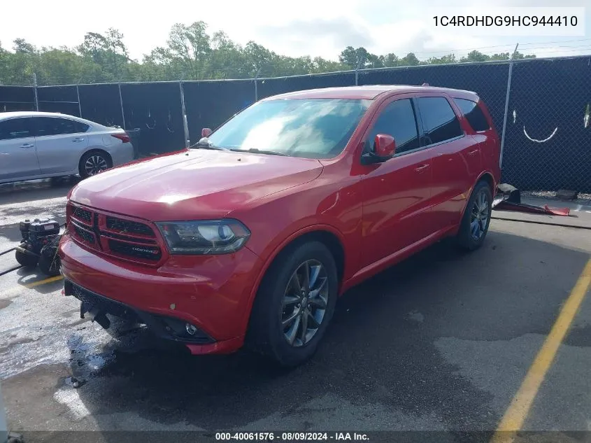 2017 Dodge Durango Gt Rwd VIN: 1C4RDHDG9HC944410 Lot: 40061576