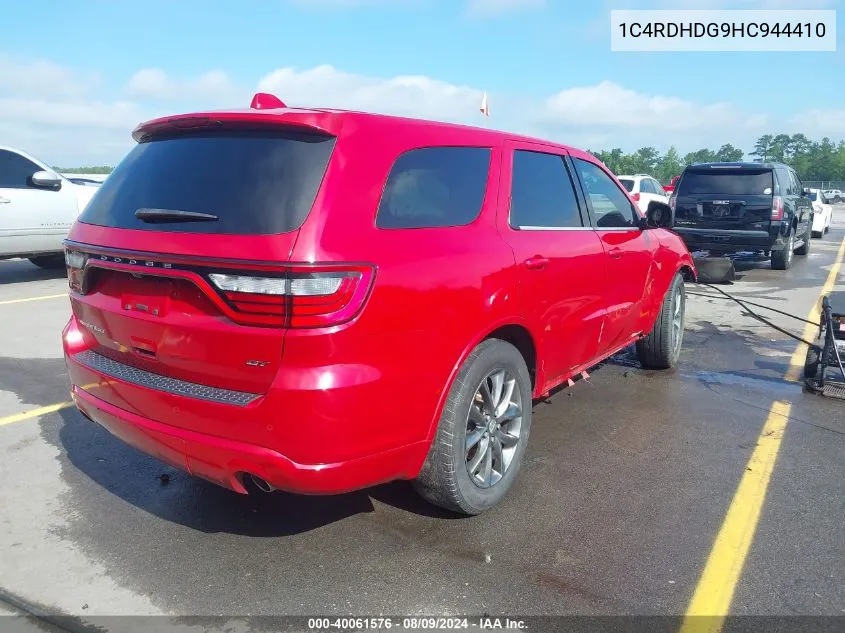 2017 Dodge Durango Gt Rwd VIN: 1C4RDHDG9HC944410 Lot: 40061576