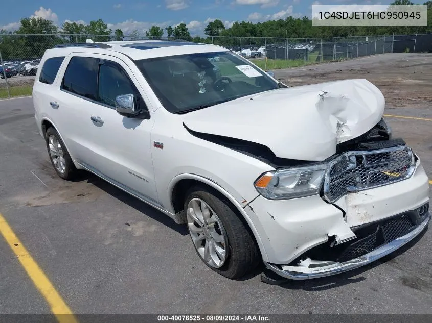 2017 Dodge Durango Citadel Awd VIN: 1C4SDJET6HC950945 Lot: 40076525