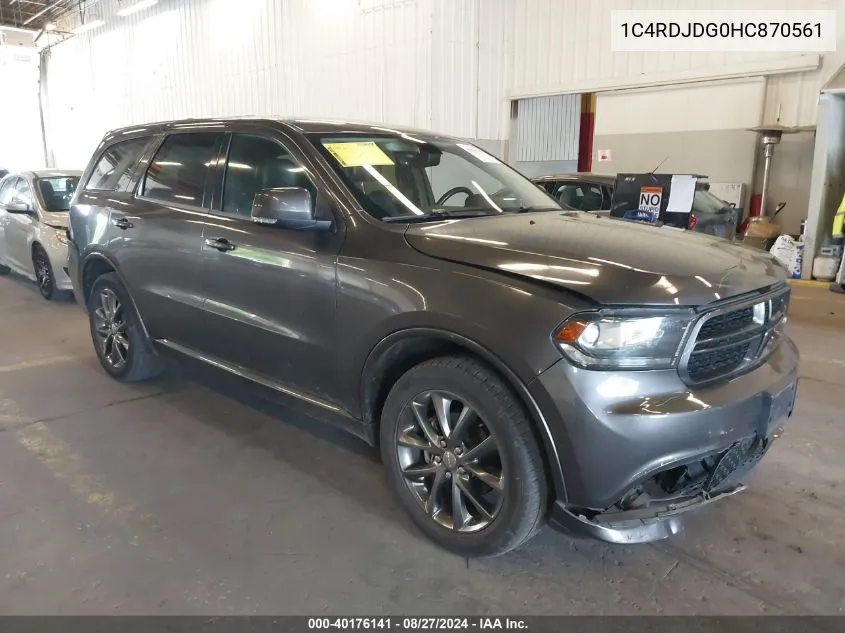 1C4RDJDG0HC870561 2017 Dodge Durango Gt Awd