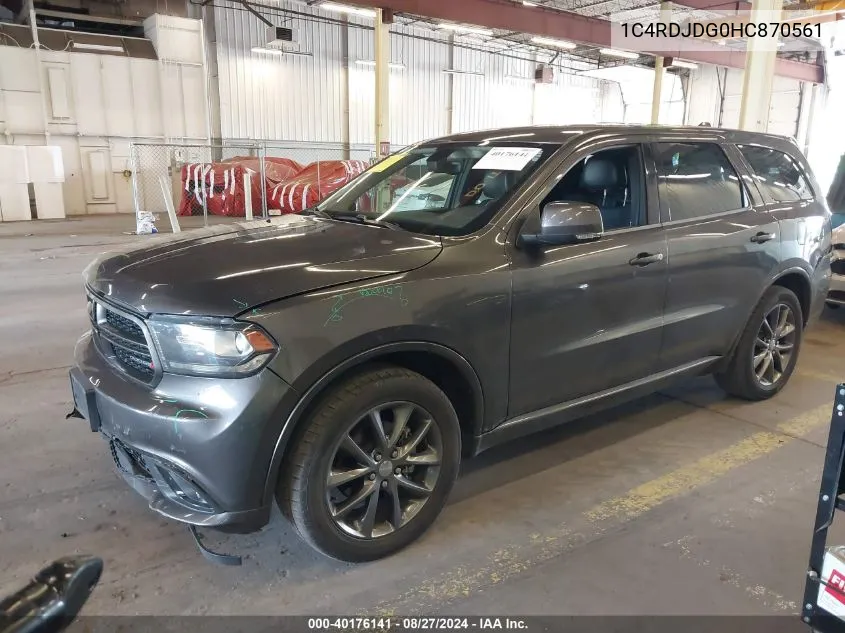 1C4RDJDG0HC870561 2017 Dodge Durango Gt Awd