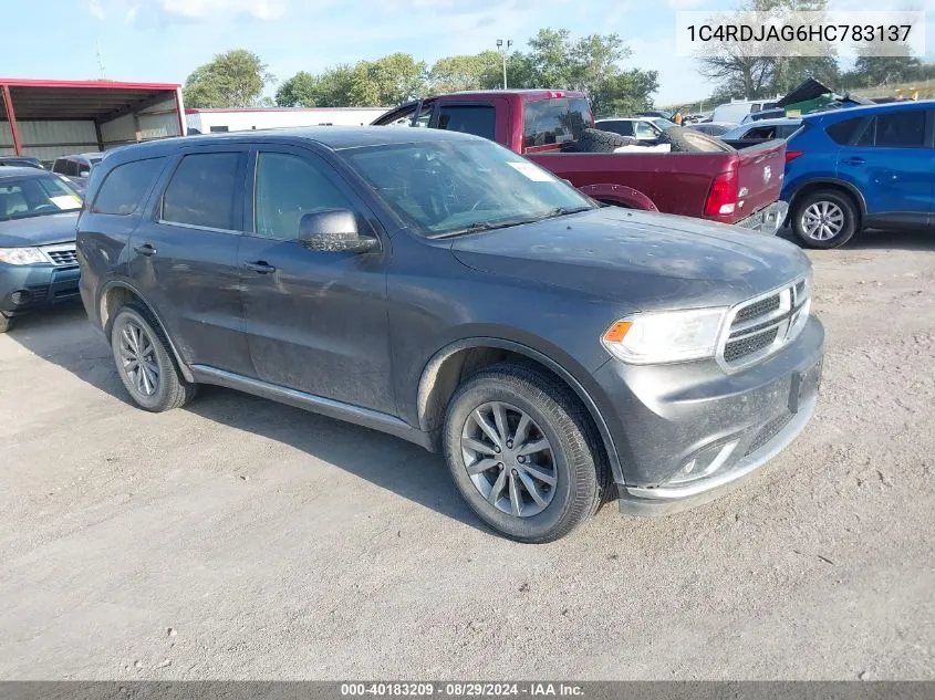 2017 Dodge Durango Sxt Awd VIN: 1C4RDJAG6HC783137 Lot: 40183209