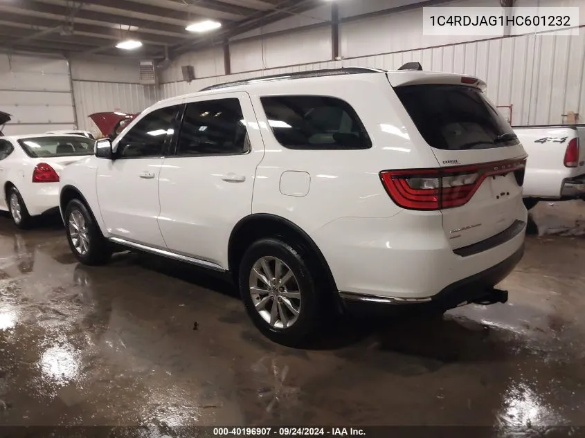 2017 Dodge Durango Sxt Awd VIN: 1C4RDJAG1HC601232 Lot: 40196907