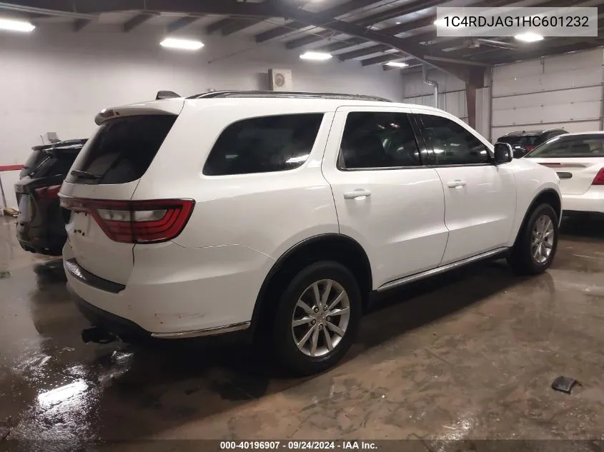 2017 Dodge Durango Sxt Awd VIN: 1C4RDJAG1HC601232 Lot: 40196907