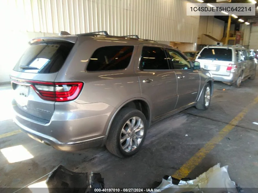 2017 Dodge Durango Citadel Awd VIN: 1C4SDJET5HC642214 Lot: 40197010