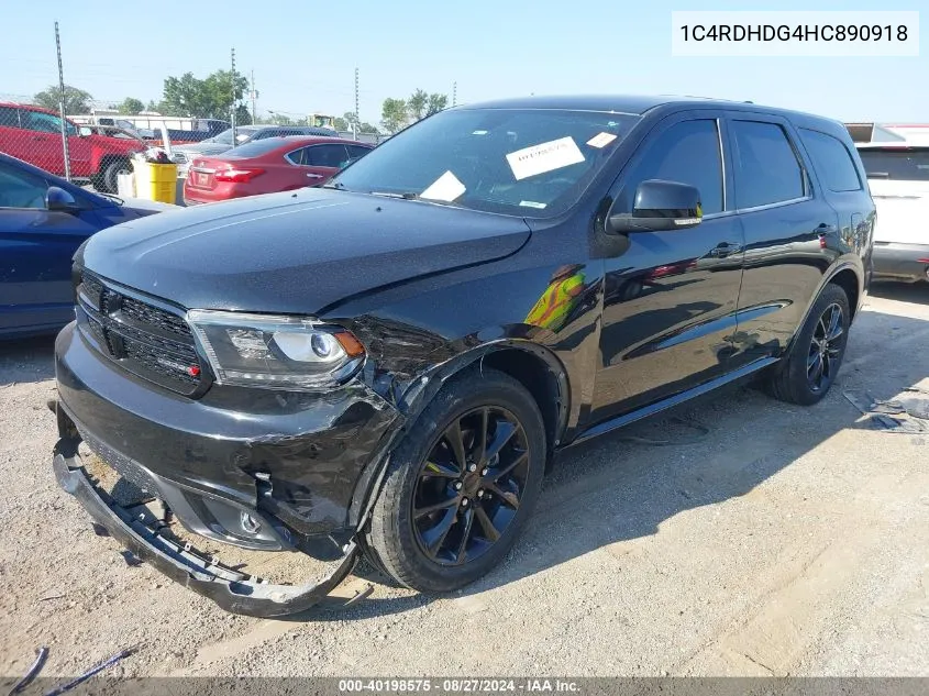 2017 Dodge Durango Gt Rwd VIN: 1C4RDHDG4HC890918 Lot: 40198575