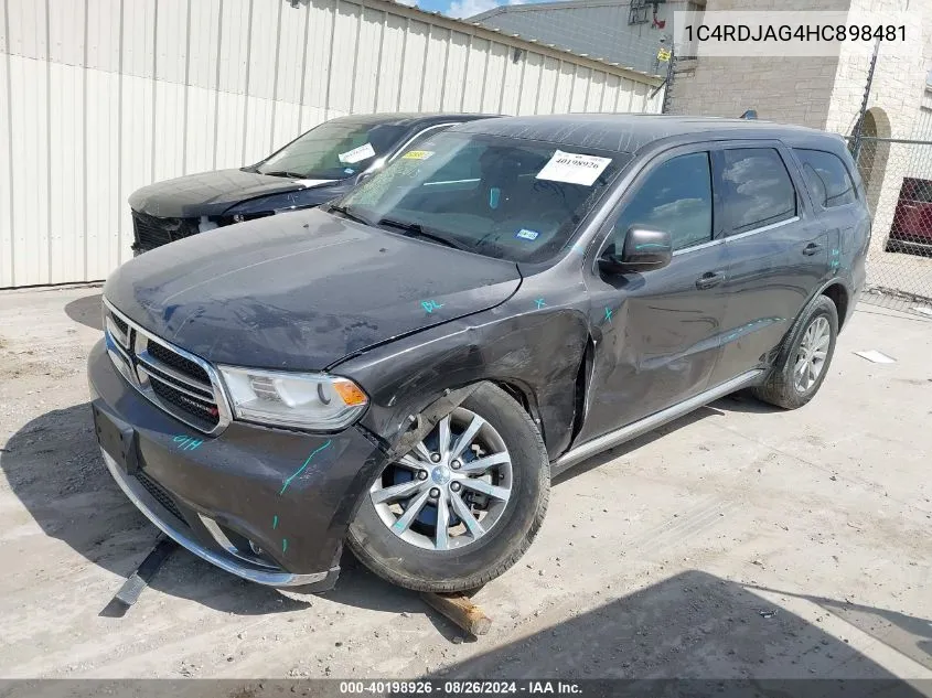 2017 Dodge Durango Sxt Awd VIN: 1C4RDJAG4HC898481 Lot: 40198926