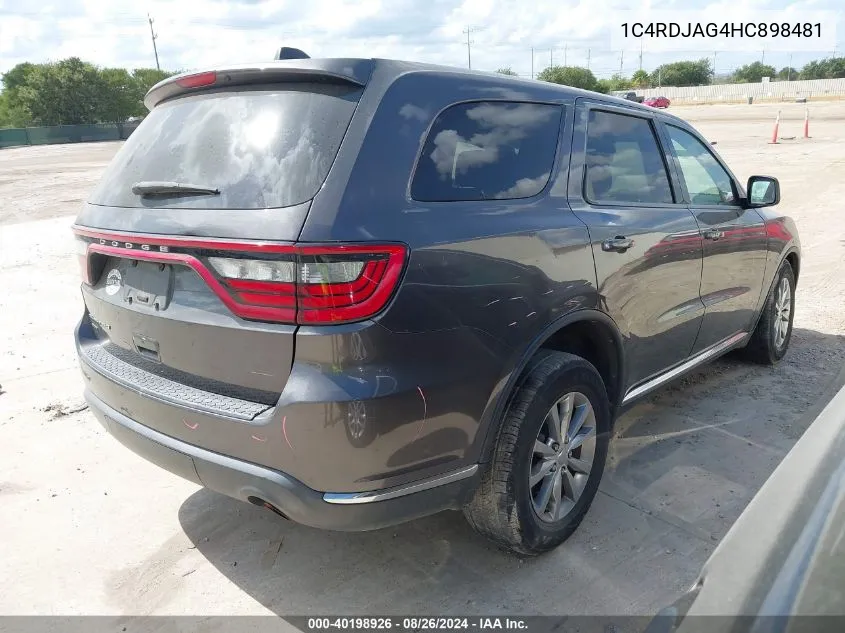 1C4RDJAG4HC898481 2017 Dodge Durango Sxt Awd