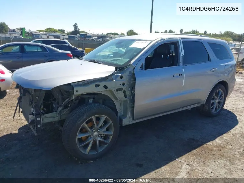 2017 Dodge Durango Gt Rwd VIN: 1C4RDHDG6HC724268 Lot: 40266422