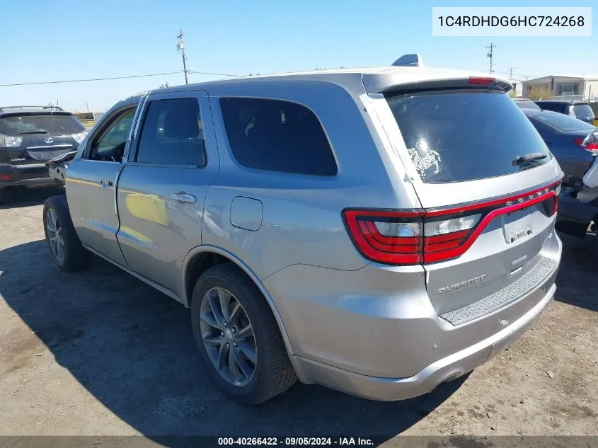 2017 Dodge Durango Gt Rwd VIN: 1C4RDHDG6HC724268 Lot: 40266422