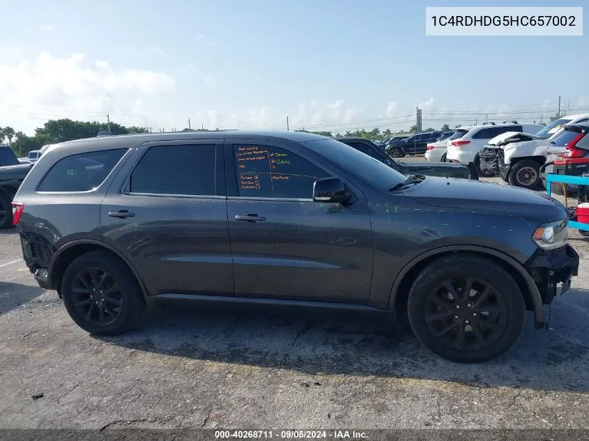 1C4RDHDG5HC657002 2017 Dodge Durango Gt