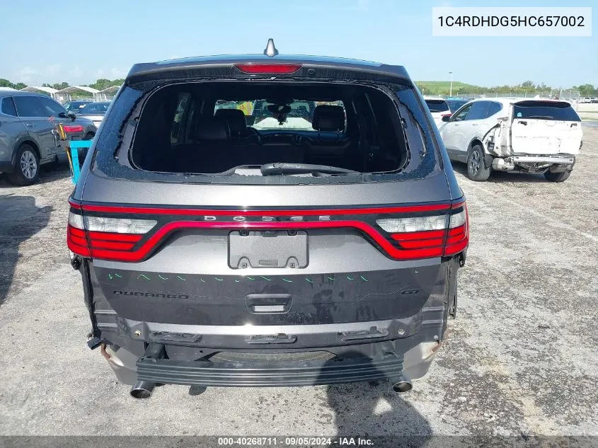 2017 Dodge Durango Gt VIN: 1C4RDHDG5HC657002 Lot: 40268711