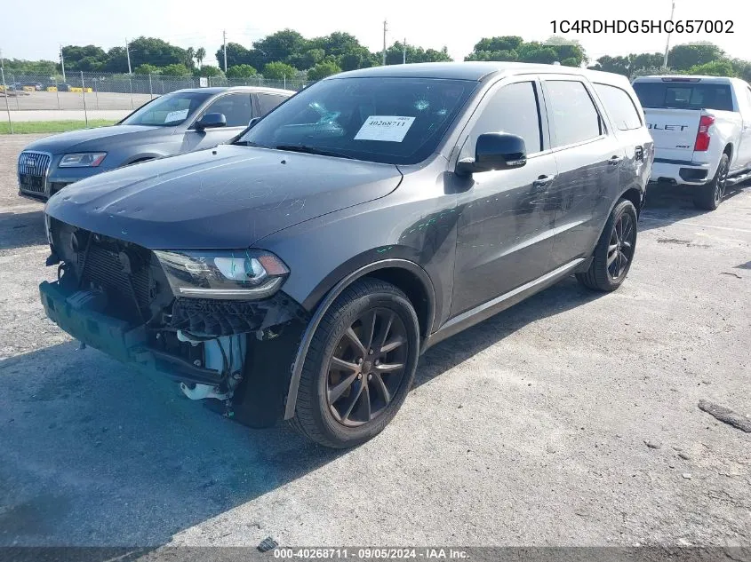 2017 Dodge Durango Gt VIN: 1C4RDHDG5HC657002 Lot: 40268711