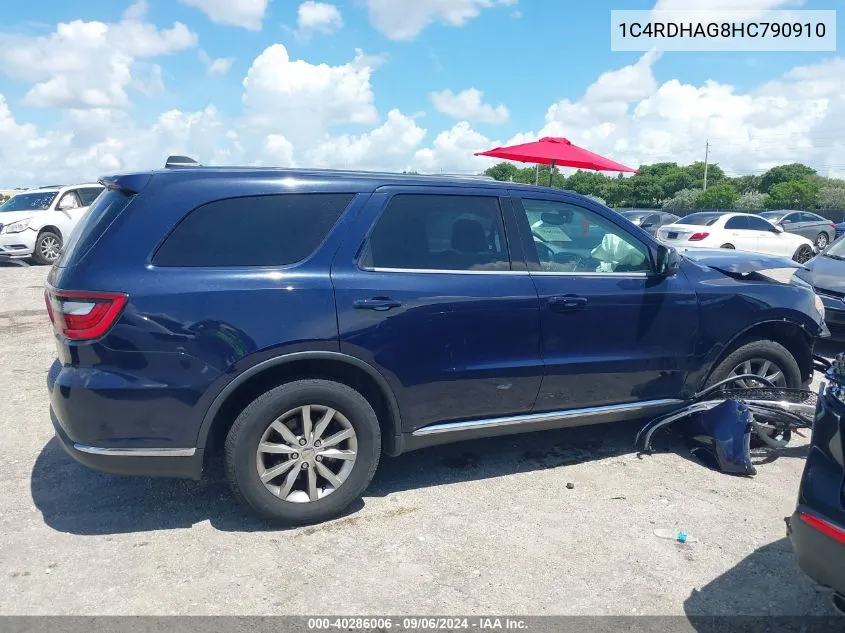 2017 Dodge Durango Sxt Rwd VIN: 1C4RDHAG8HC790910 Lot: 40286006