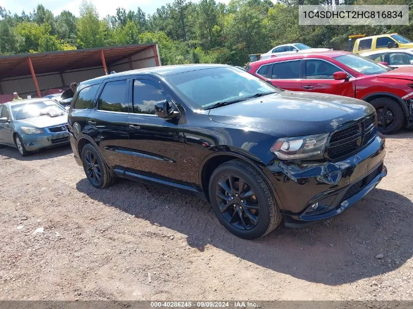 2017 Dodge Durango R/T Rwd VIN: 1C4SDHCT2HC816834 Lot: 40286245