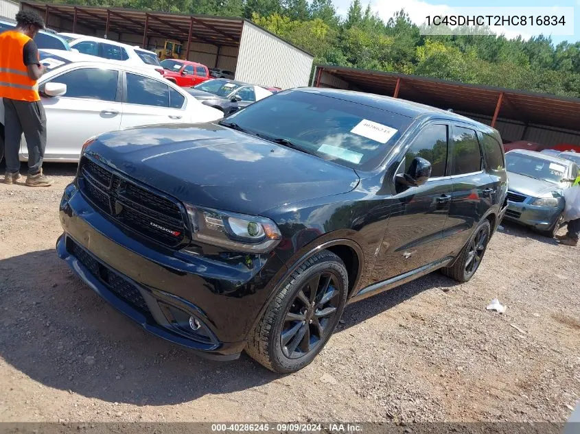 2017 Dodge Durango R/T Rwd VIN: 1C4SDHCT2HC816834 Lot: 40286245