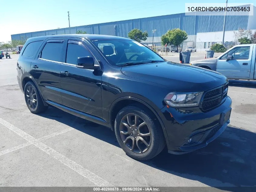 2017 Dodge Durango Gt Rwd VIN: 1C4RDHDG9HC703463 Lot: 40288878