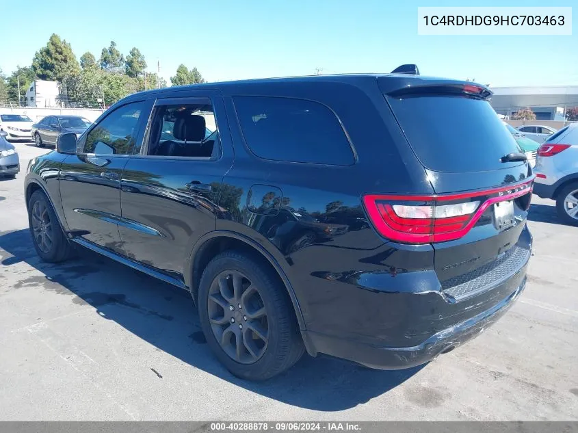 2017 Dodge Durango Gt Rwd VIN: 1C4RDHDG9HC703463 Lot: 40288878