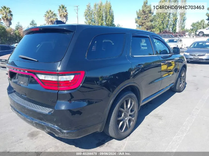 2017 Dodge Durango Gt Rwd VIN: 1C4RDHDG9HC703463 Lot: 40288878