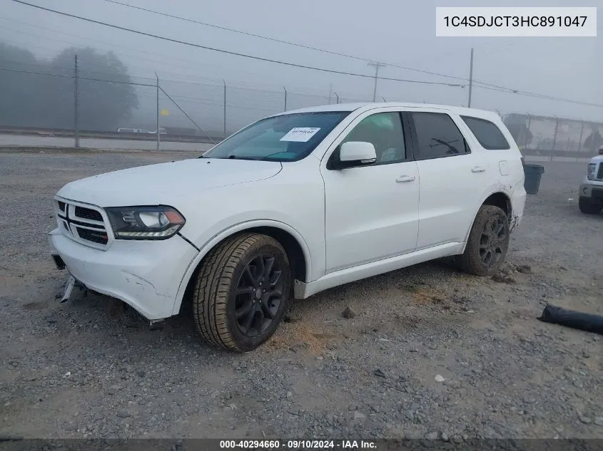 2017 Dodge Durango R/T VIN: 1C4SDJCT3HC891047 Lot: 40294660