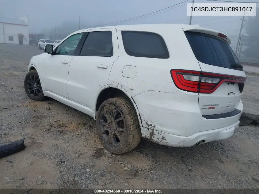 2017 Dodge Durango R/T VIN: 1C4SDJCT3HC891047 Lot: 40294660