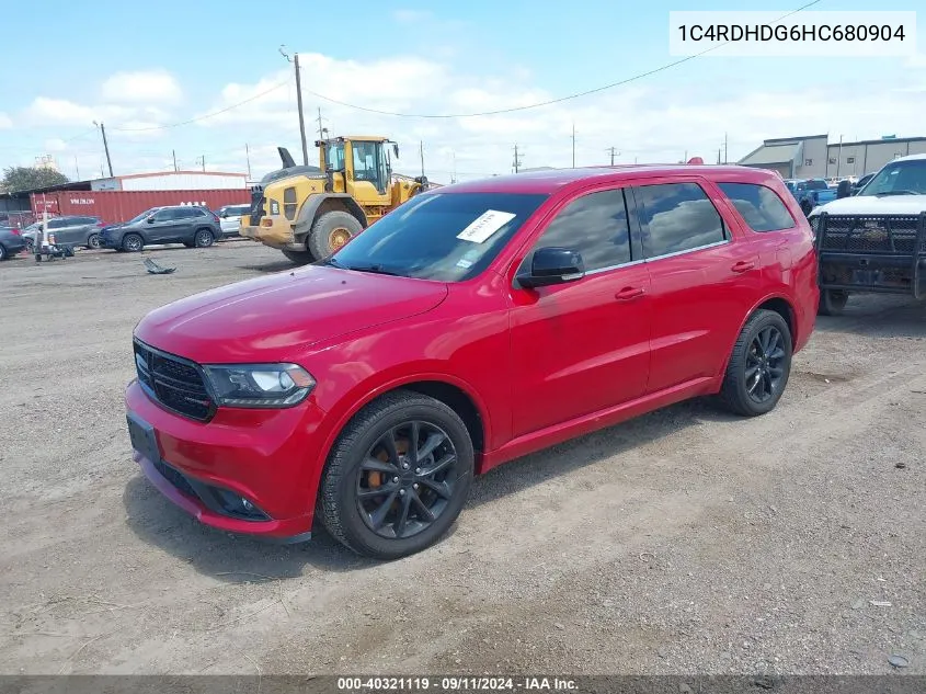 2017 Dodge Durango Gt Rwd VIN: 1C4RDHDG6HC680904 Lot: 40321119