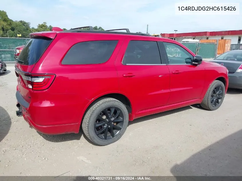 1C4RDJDG2HC615426 2017 Dodge Durango Gt Awd