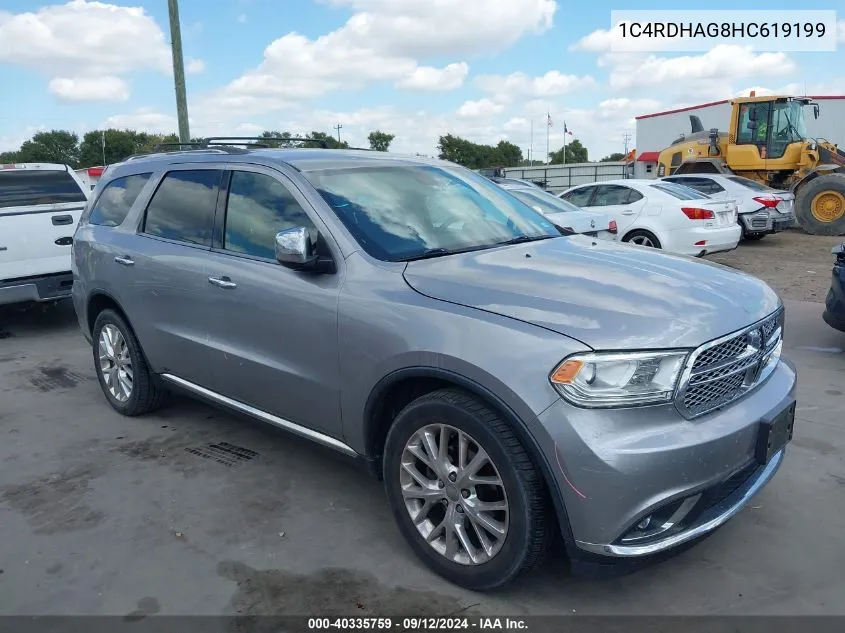 2017 Dodge Durango Sxt Rwd VIN: 1C4RDHAG8HC619199 Lot: 40335759