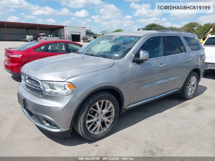 2017 Dodge Durango Sxt Rwd VIN: 1C4RDHAG8HC619199 Lot: 40335759