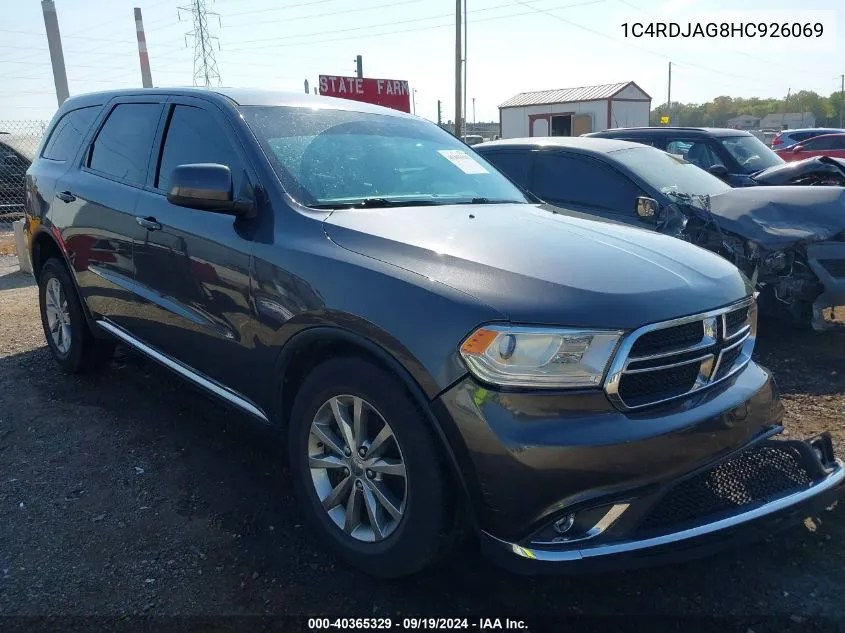 1C4RDJAG8HC926069 2017 Dodge Durango Sxt Awd