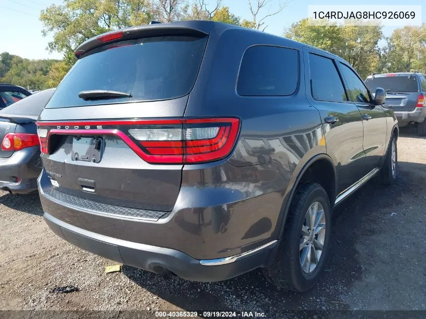 2017 Dodge Durango Sxt Awd VIN: 1C4RDJAG8HC926069 Lot: 40365329