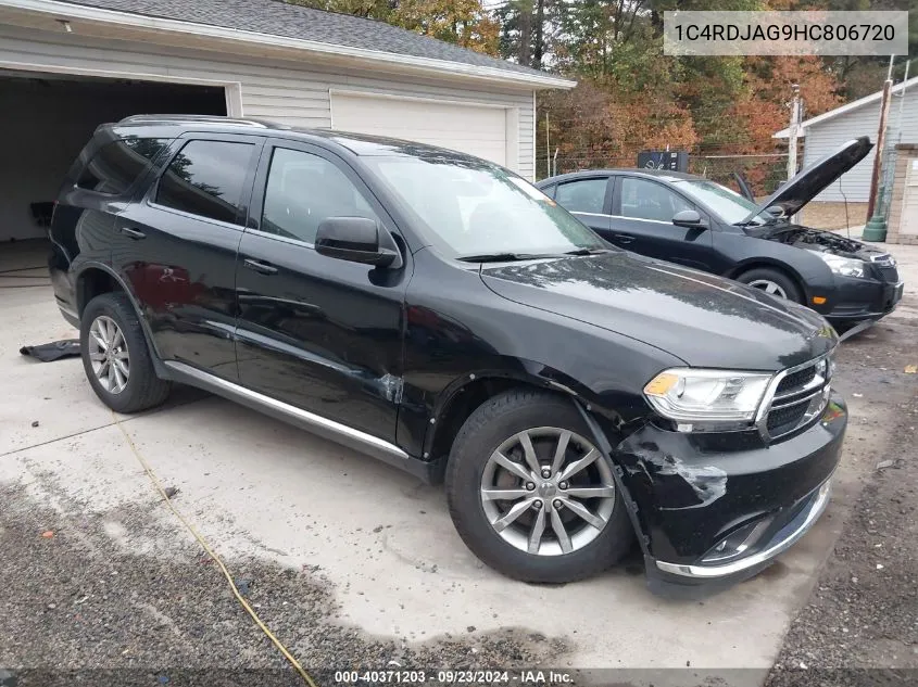 2017 Dodge Durango Sxt Awd VIN: 1C4RDJAG9HC806720 Lot: 40371203