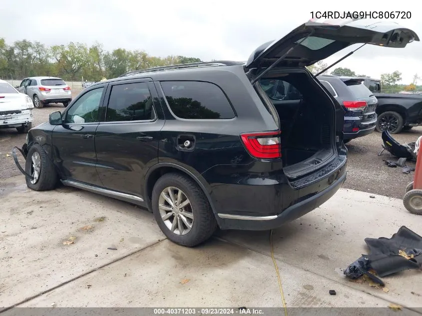 2017 Dodge Durango Sxt Awd VIN: 1C4RDJAG9HC806720 Lot: 40371203