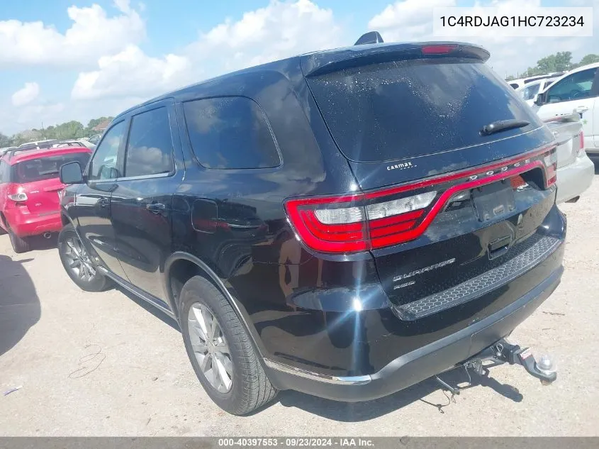 2017 Dodge Durango Sxt Awd VIN: 1C4RDJAG1HC723234 Lot: 40397553