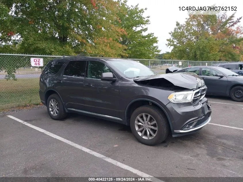 2017 Dodge Durango Sxt VIN: 1C4RDJAG7HC762152 Lot: 40422125