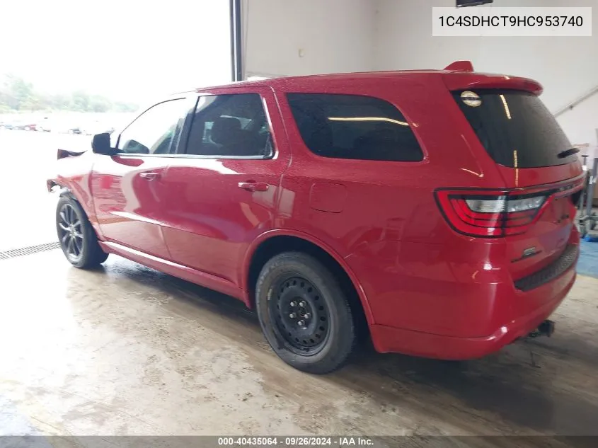 2017 Dodge Durango R/T Rwd VIN: 1C4SDHCT9HC953740 Lot: 40435064