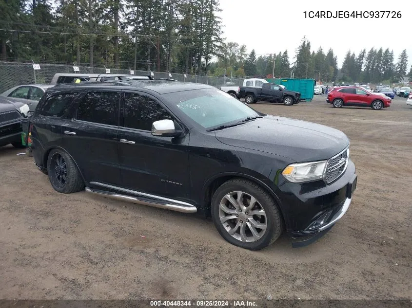 2017 Dodge Durango Citadel Awd VIN: 1C4RDJEG4HC937726 Lot: 40448344