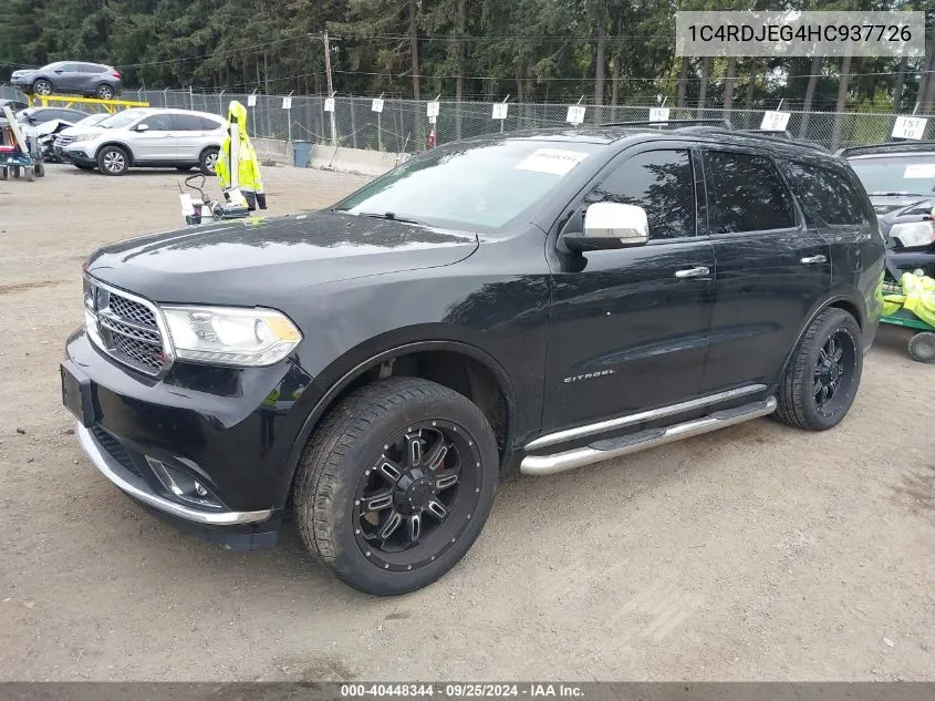 2017 Dodge Durango Citadel Awd VIN: 1C4RDJEG4HC937726 Lot: 40448344