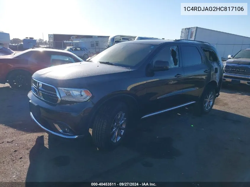 2017 Dodge Durango Sxt Awd VIN: 1C4RDJAG2HC817106 Lot: 40453511