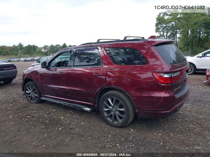 2017 Dodge Durango Gt Awd VIN: 1C4RDJDG2HC661032 Lot: 40459685